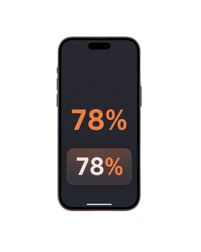 Smartphone-Mockup mit Download-Fortschrittsbalken und orangem Akzent - Vox Casino App Installation