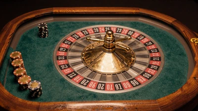 Klassischer europ&auml;ischer Roulette-Tisch mit gr&uuml;nem Filz und nummeriertem Spielfeld - Vox Casino European Roulette