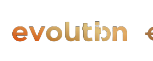 Evolution Provider-Logo in Orange und Gold - Vox Casino Software Partner